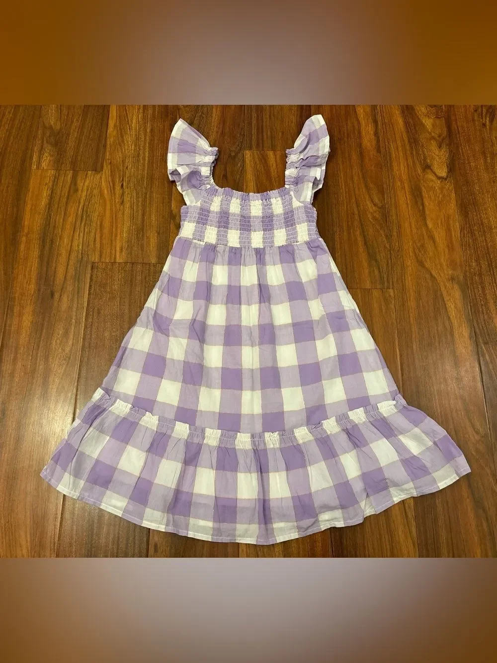 Gap purple/white plaid midi dress NWT